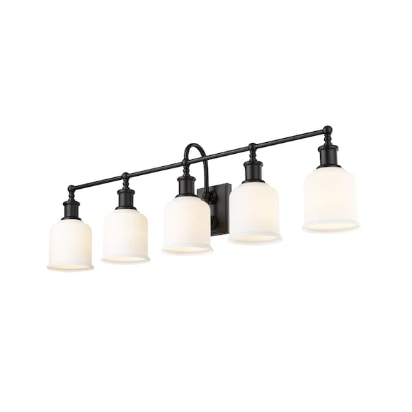 Z-Lite Bryant 5 Light Vanity, Matte Black & Matte Opal 733-5V-MB - main
